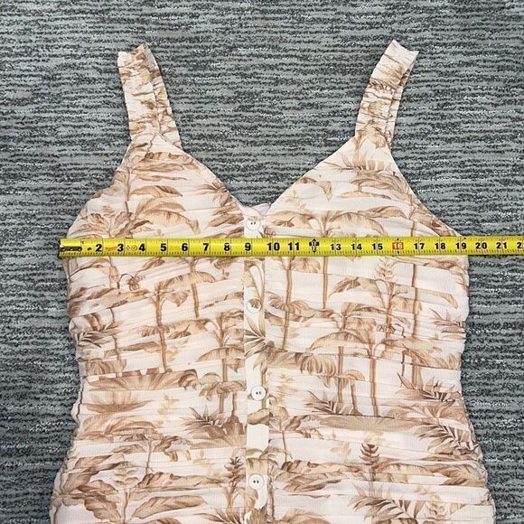 NWT Ted Baker Palm Tree Print Ruched Mini Dress pink/beige size 16 - Picture 9 of 15